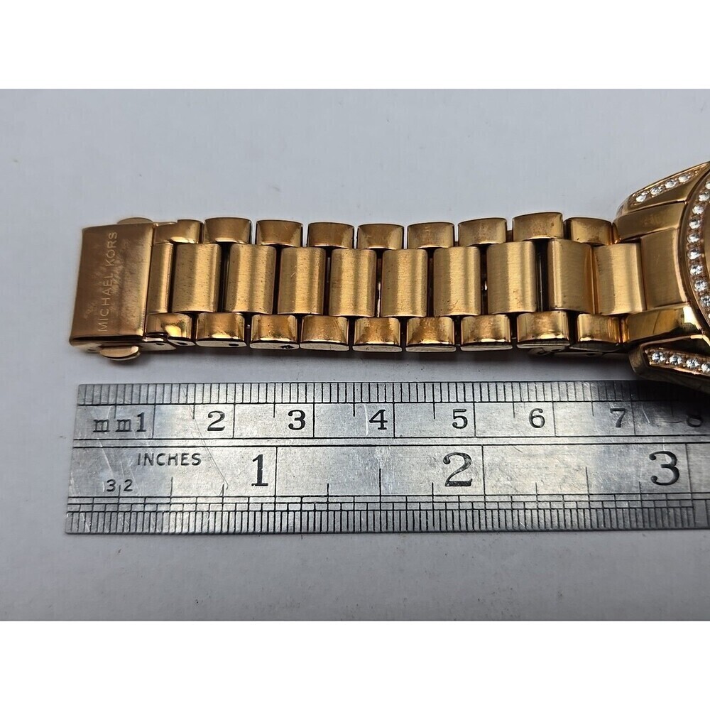 Michael Kors Mini Blair MK5613 Rose Gold Glitz Bezel Multifunction New Battery - Picture 10 of 11